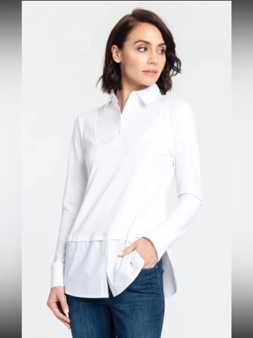 NEW! Hinson Wu Ava Long Sleeve Foundation Layer Top in White Size Medium